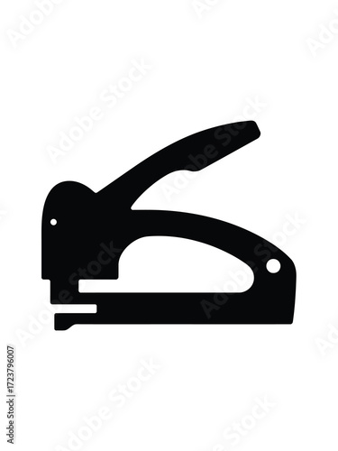 Black silhouette of a hole punch tool on a white background