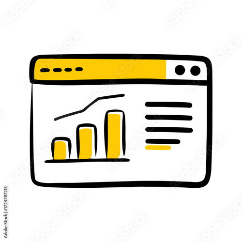 Web Browser Page With Data Dashboard Chart Icon For Web And Graphic Design