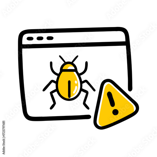 Website Bug Fixing Error Warning Icon For Web And Graphic Design