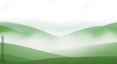 Serene Green Hills Landscape with Soft Mist.