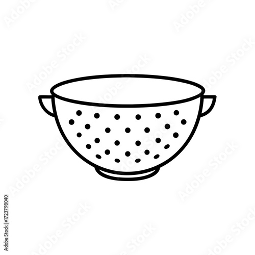Illustration of a white dotted colander on transparent background