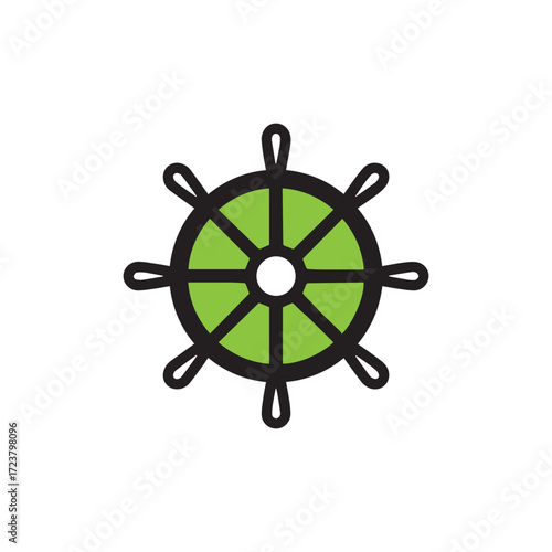 Ship Steering Wheel Outline Vector Icon - Control, Leadership, and Navigation Symbol