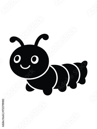 Cute cartoon caterpillar character with a happy face and antennae