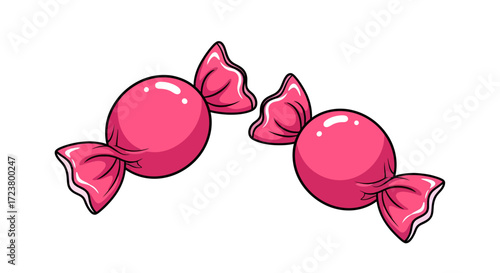 Charming pair of pink wrapped candies offering a whimsical and playful graphic element
