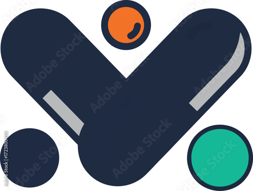 Vector art of pill capsule logo design with geometric shapes on a transparent background