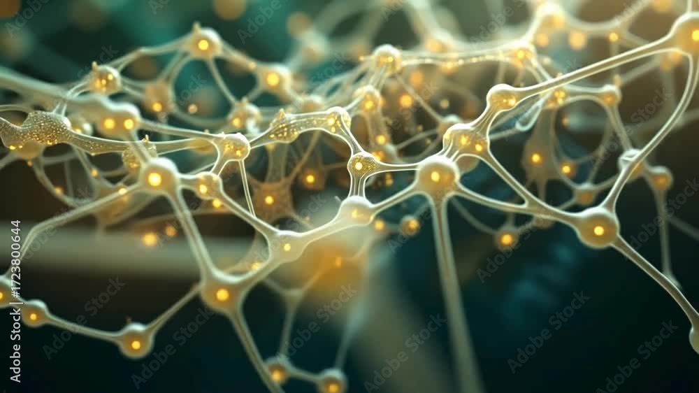 Macro Microscopic Medical: Glowing Cellular Networks Visualization 02