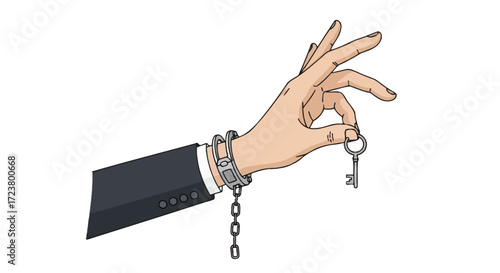 Conceptual depiction of corporate restriction versus liberation with a symbolic key present