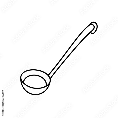 Illustration of a simple kitchen ladle tool on transparent background