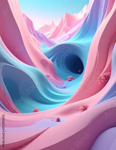 Abstract landscape of swirling colors