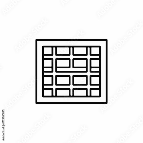 Clean sewage system pictured in minimalist square icon style. Clean sewage system shown with grid pattern as simple outline illustration.