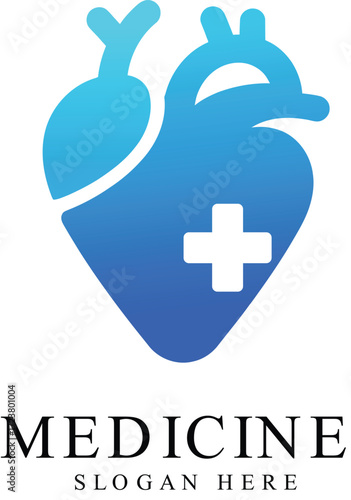 Vector art of heart shape medicine logo, health care concept design on a transparent background