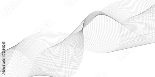 Undulate Grey Wave Swirl, frequency sound wave, twisted curve lines with blend effect. 