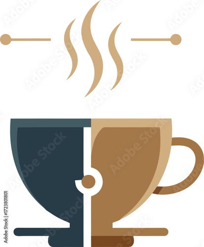 Vector art of creative coffee cup logo concept for coffee shop on a transparent background