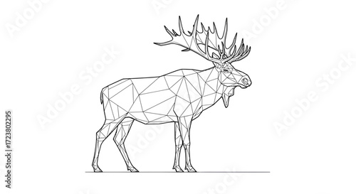 Geometric moose illustration, a modern and angular representation of wildlife animal, great for