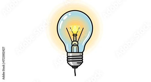 Illuminated lightbulb emitting a vibrant glow, representing innovation and creativity concept