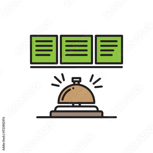 Hotel Bell and Information Desk Line Icon