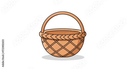 Illustration of a woven basket with handle on a white background in vector format