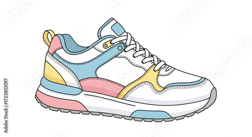 Modern colorful sneaker illustration with pastel hues blending sporty style and comfort aesthetic