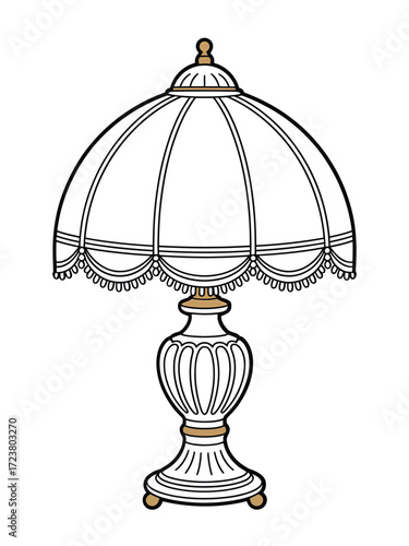 Elegant antique table lamp with ornate glass shade and base