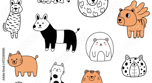 Whimsical animal illustrations create a playful pattern brimming with charm and personality for kids