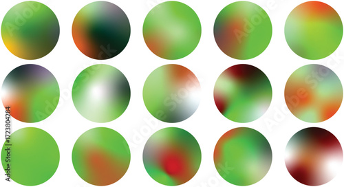 Gradient Vector Spheres Set – Lava Lamp Orange, and Green Abstract 3D Circle Elements for Backgrounds, Illustrations, UI, and Branding, Marble