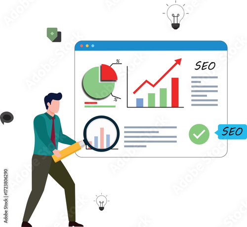 Data analysis, marketing research, statistics visualization graph and chart model, prediction benchmark or analytics diagram, insight and trend, business people look at data analysis graph and chart.