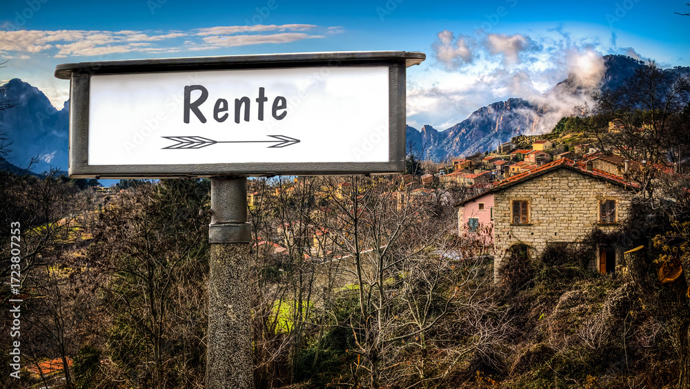 Fototapeta premium Signposts the direct way to Pension