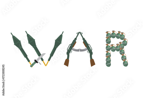 War in Creative Text slogan. Editable Clip Art.