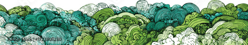 Vector art of hand drawn illustration of green hills, nature concept