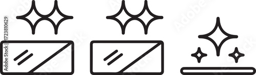 Clean and Shiny Icons Minimalist Line Art Illustrations of Sparkle and Shine