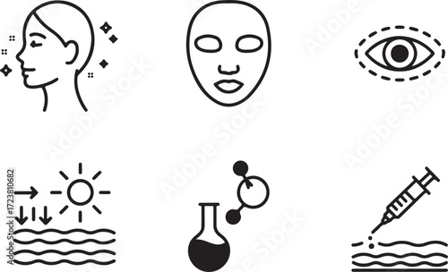 Skincare Line Art Minimalist Beauty Treatment Icons