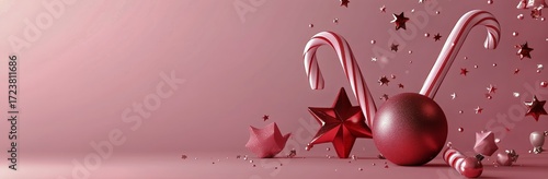 Colorful Candy Cane and Festive Decorations Create a Joyful Holiday Mood Duri...