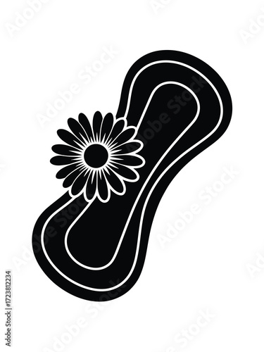 Sanitary pad with flower icon for feminine hygiene