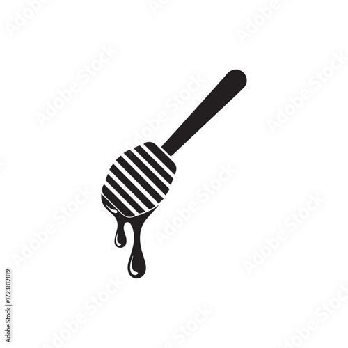 Honey Dipper Dripping Sweet Nectar Vector Icon