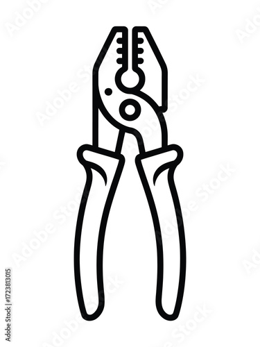 Black and white line art illustration of combination pliers