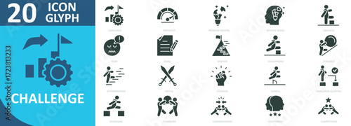 Challenge icon collection set glyph