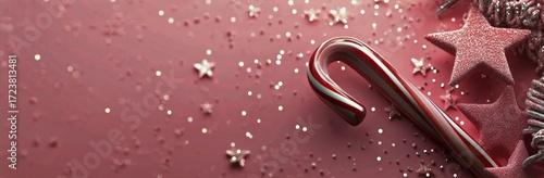 Colorful Candy Cane and Festive Decorations Create a Joyful Holiday Mood Duri...
