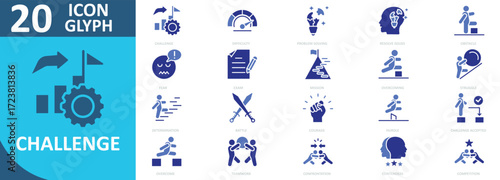 Challenge icon collection set glyph color