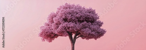 Beautiful Pink Blossom Tree Against a Soft Pastel Sky at Sunset