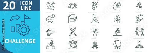 Challenge icon collection set outline