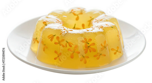 Osmanthus flower jelly dessert on porcelain dish