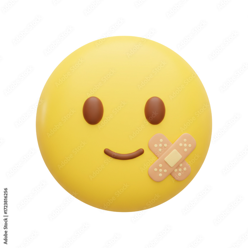 Fototapeta premium Face with bandage emoji for healing concept