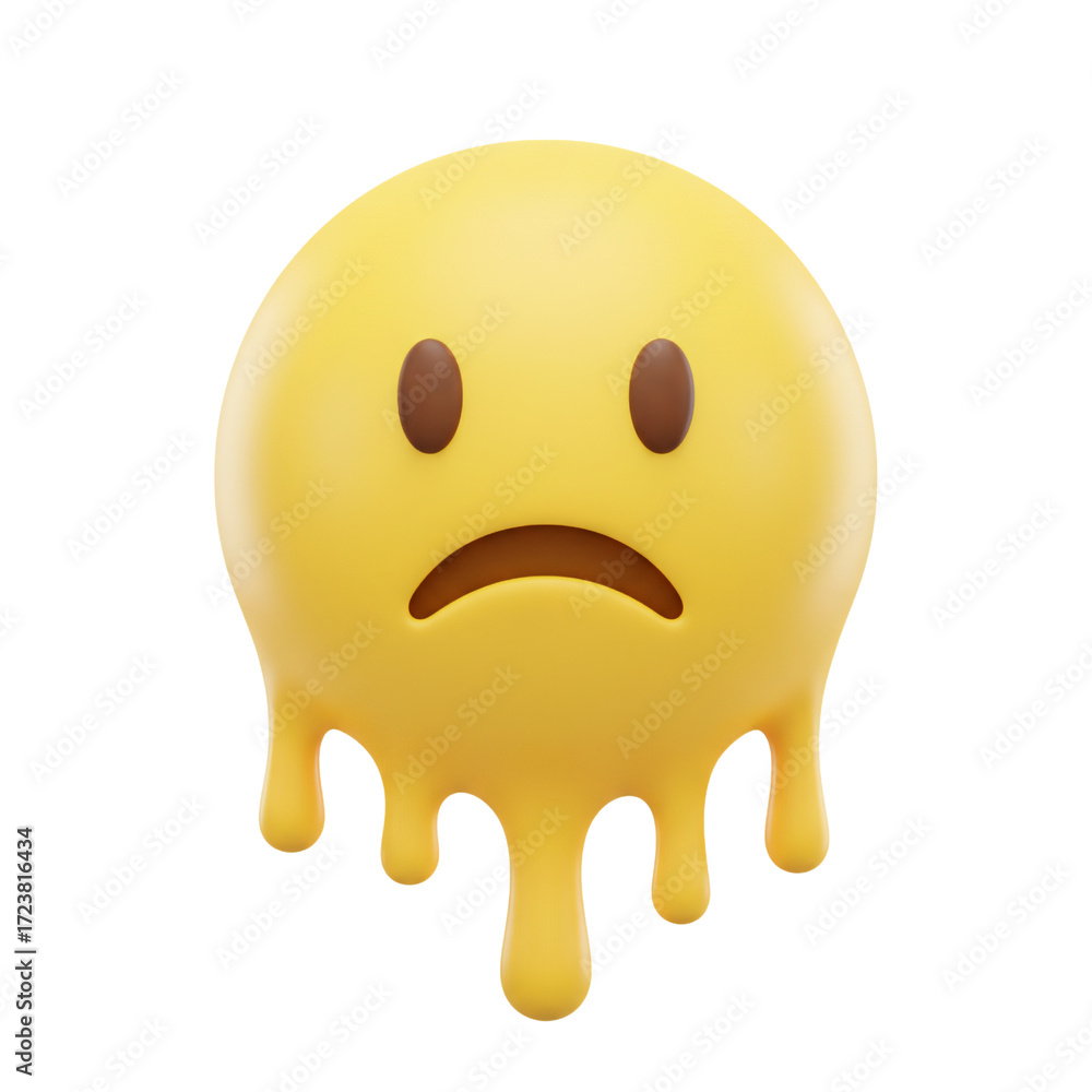 Fototapeta premium Melting face emoji icon expressing overwhelm