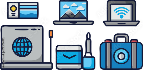 Travel, vacation, and tourism icons vector set.