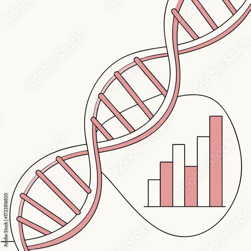 Dna helix with bar graph representing growth