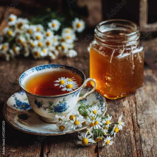 Chamomile tea and honey