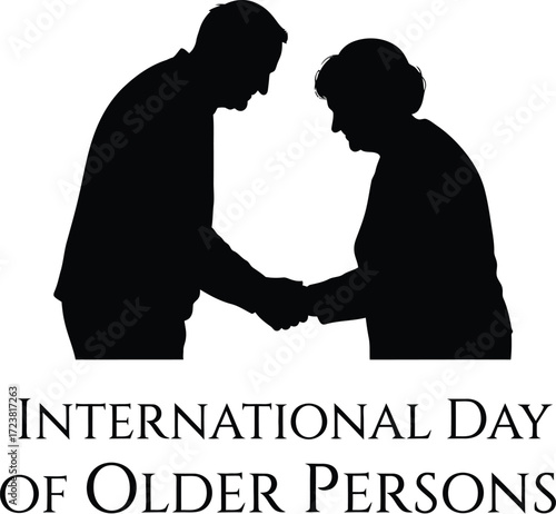 Vector illustration of elderly person silhouette for International Day of Older Persons