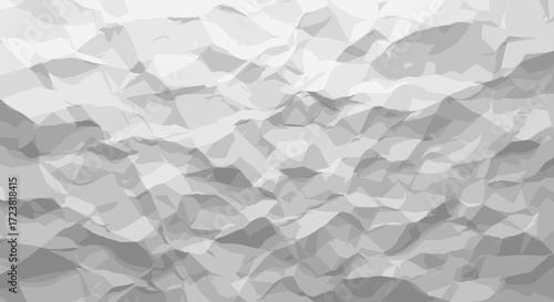 Detailed close up of crumpled white paper texture with shadows visible