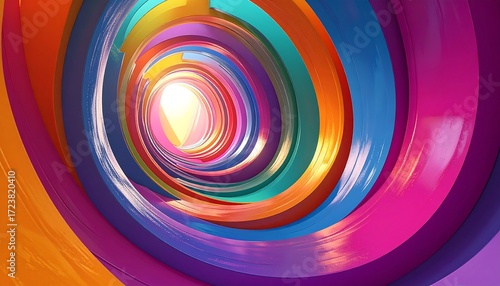 Fototapeta Naklejka Na Ścianę i Meble -  Abstract vibrant spiral tunnel