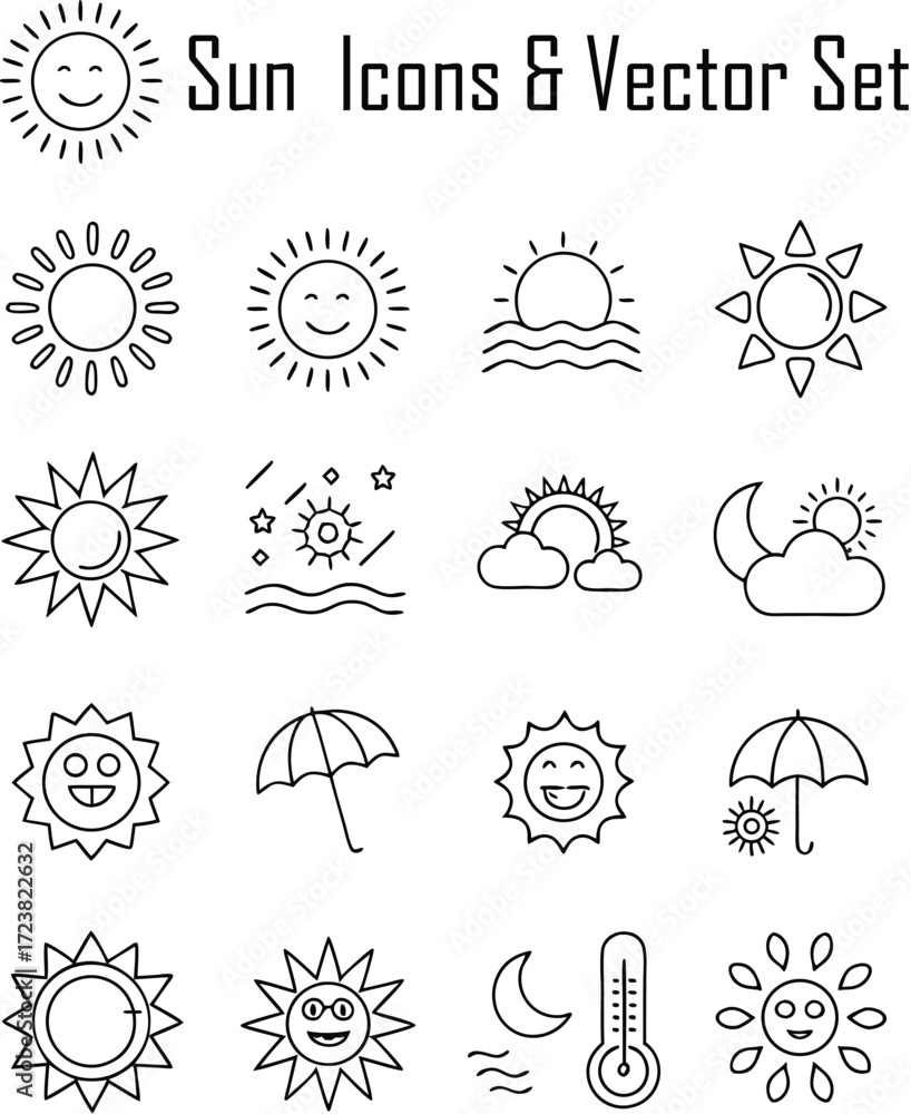 Fototapeta premium Sun Icons & Vector Set